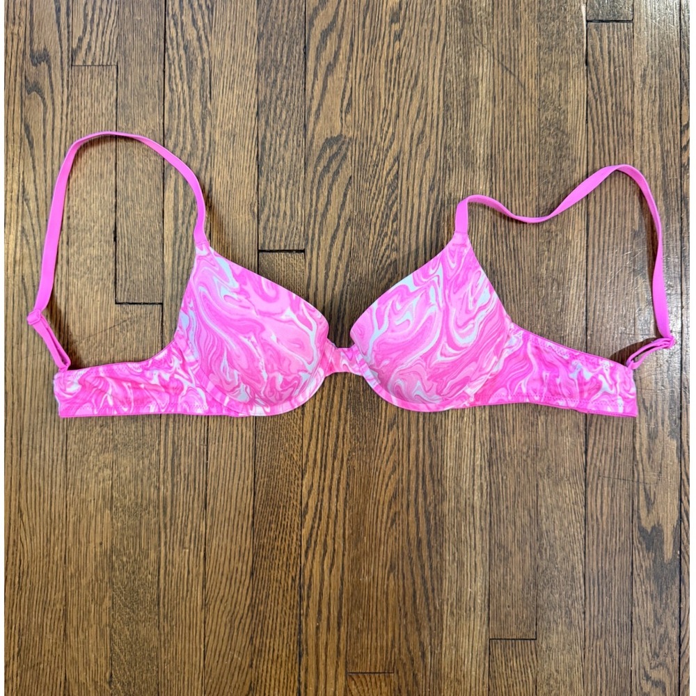 Victoria's Secret PINK Wear Everywhere Push-Up Bra Pink Marble Swirl 34A